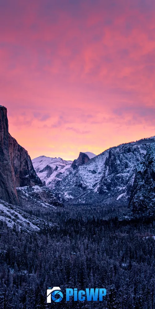 Yosemite National Park Snow covered 3K Mobile Wallpaper