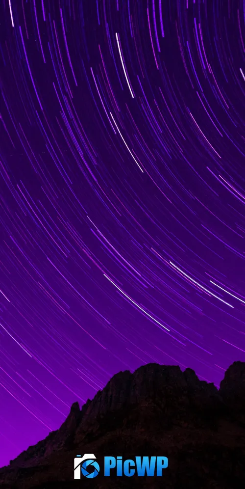 Star Trails Purple sky 3K Mobile Wallpaper