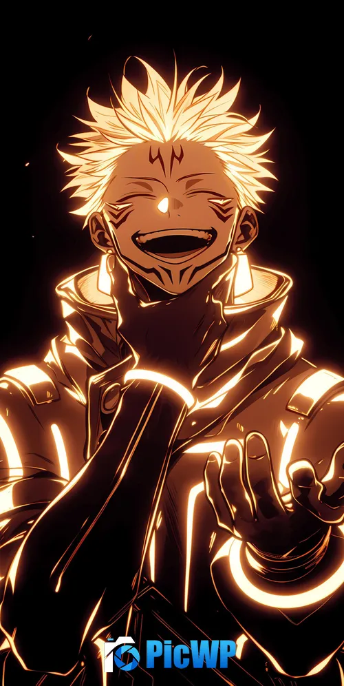 Sukuna Glowing 3K Mobile Wallpaper