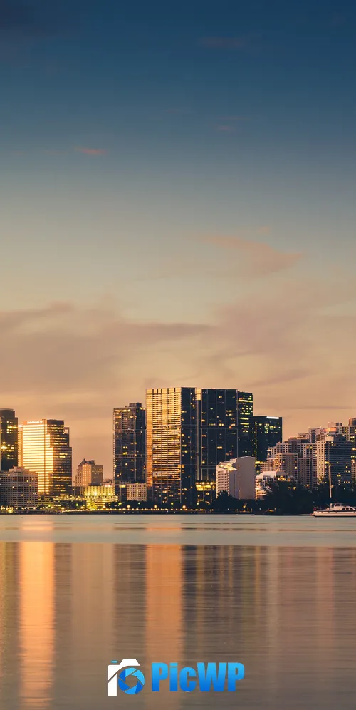 Miami Skyline Sunset 3K Mobile Wallpaper