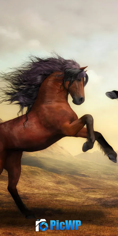 Wild Horses Pair 3K Mobile Wallpaper