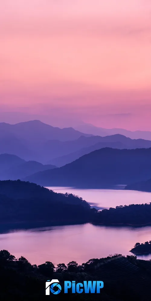 Mountain range Pink sky 3K Mobile Wallpaper