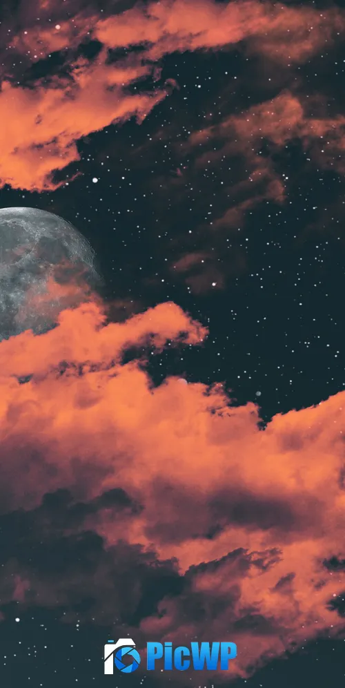Full moon Dark background 3K Mobile Wallpaper