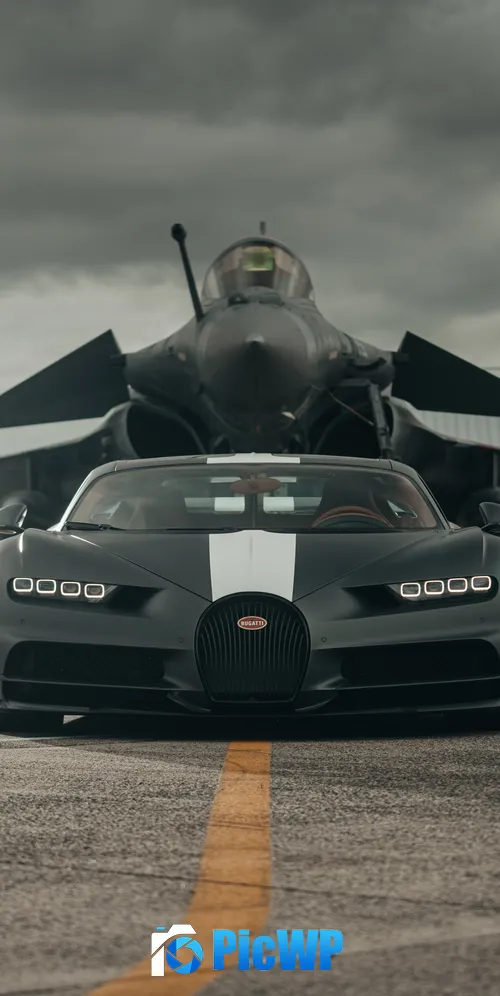 Bugatti Chiron Sport Les Legendes Du Ciel Dassault Rafale 3K Mobile Wallpaper