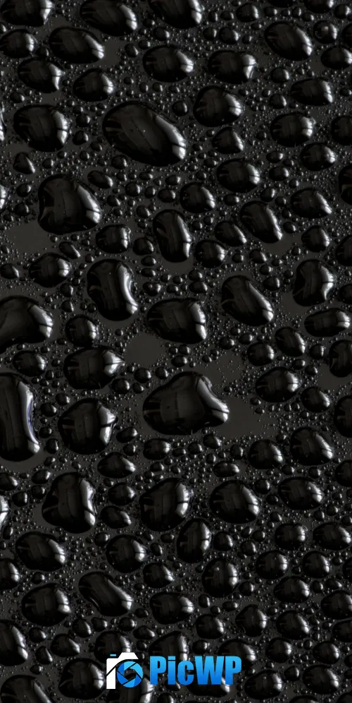 Water droplets Black background 3K Mobile Wallpaper