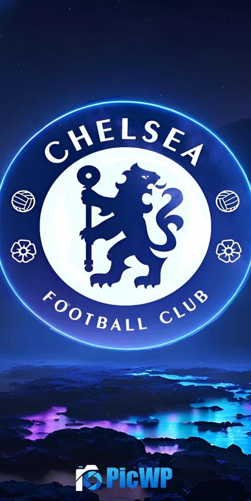 Chelsea FC Neon logo 3K Mobile Wallpaper