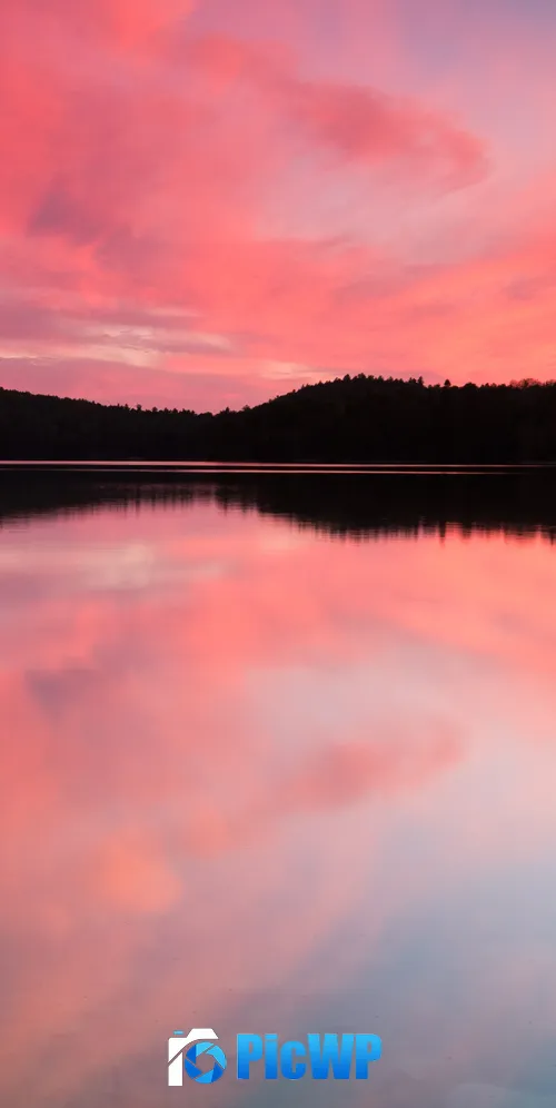 Mirror Lake Pink sky 3K Mobile Wallpaper