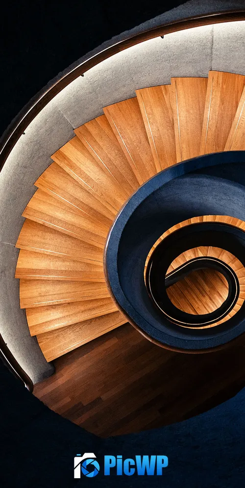 Wooden stairs Spiral staircase 3K Mobile Wallpaper