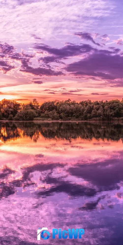 Purple sunset over lakes aesthetic 3K Mobile Wallpaper