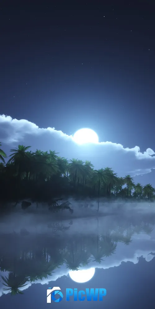 Moonlight Night time 3K Mobile Wallpaper