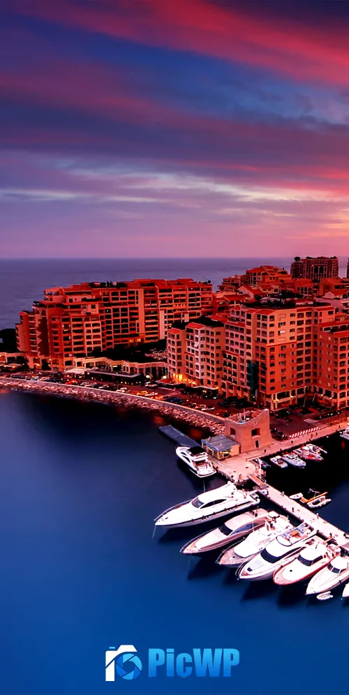 Port Fontvieille Monaco City 3K Mobile Wallpaper