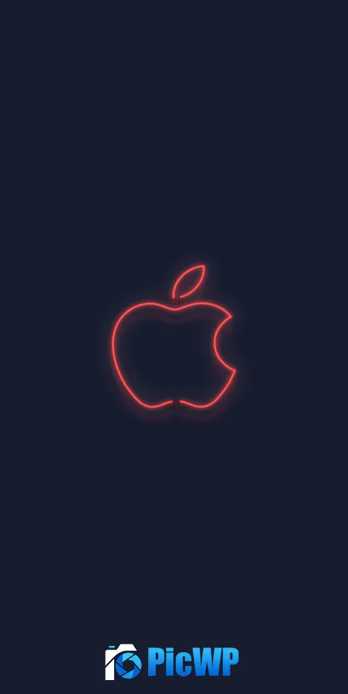 Red Apple logo Neon sign 3K Mobile Wallpaper