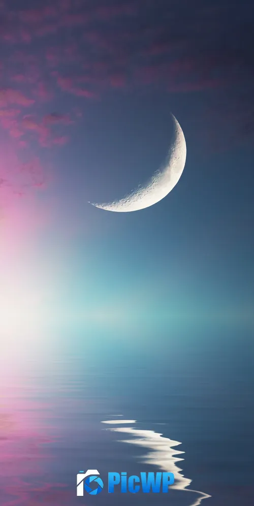 Crescent Moon Flying birds 3K Mobile Wallpaper