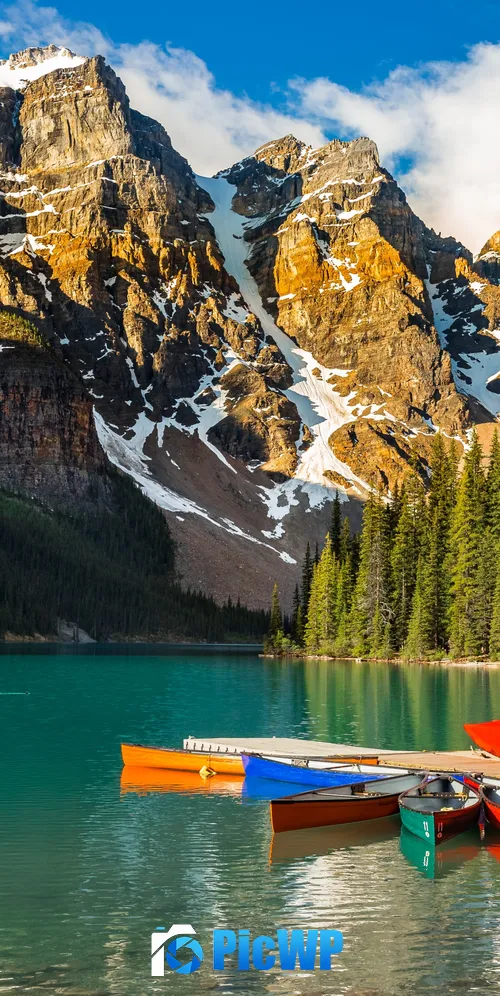 Moraine Lake Kayak boats 3K Mobile Wallpaper
