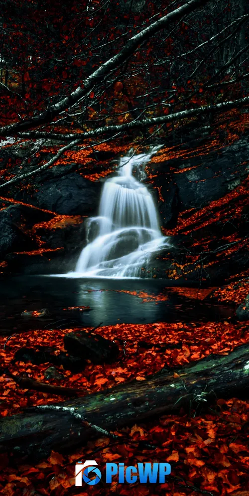 Waterfalls Autumn 3K Mobile Wallpaper