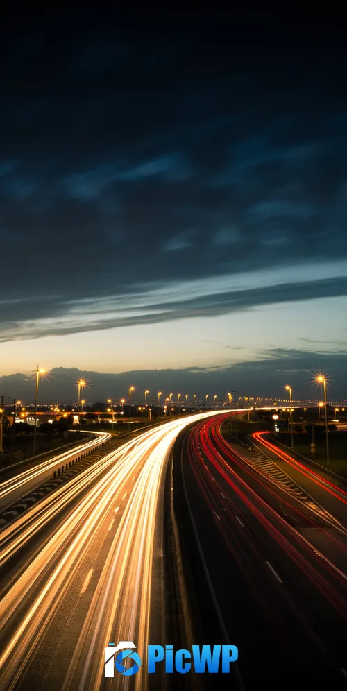 Highway Light trails 3K Mobile Wallpaper
