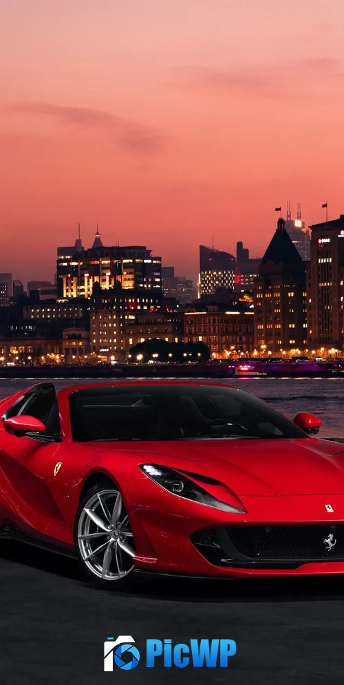 Ferrari 812 GTS Red cars 3K Mobile Wallpaper