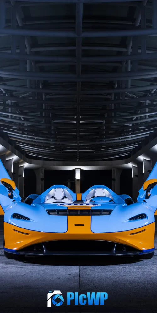 McLaren Elva Gulf Theme 3K Mobile Wallpaper