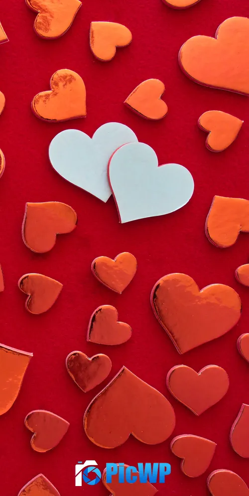 Red hearts Heart shape 3K Mobile Wallpaper