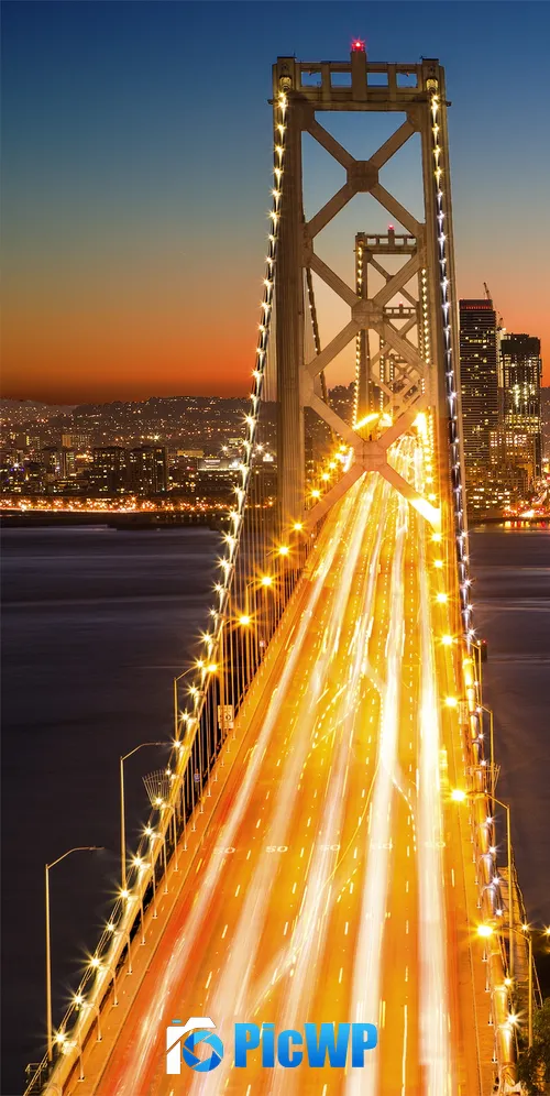 Oakland Bay Bridge Illuminated 3K Mobile Wallpaper