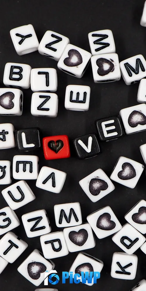 Letter Blocks Love Symbols 3K Mobile Wallpaper