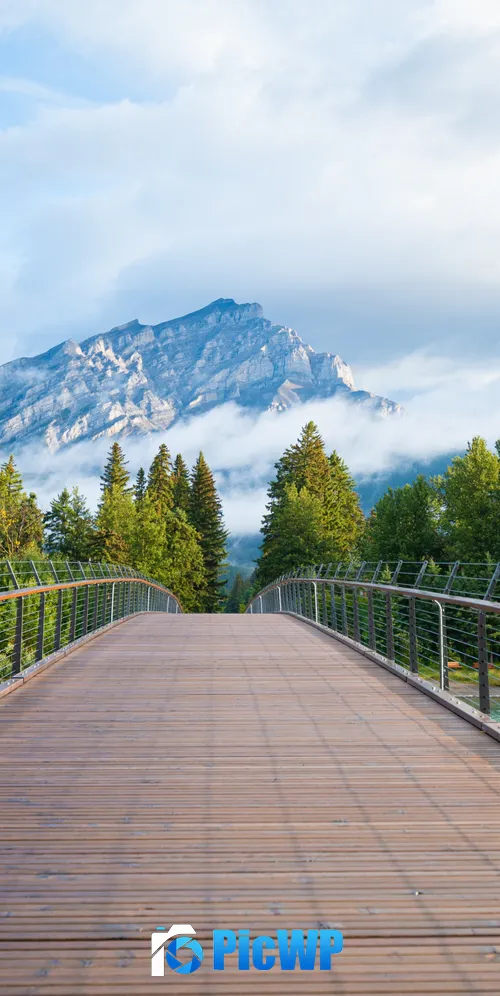Wooden bridge Banff National Park 3K Mobile Wallpaper