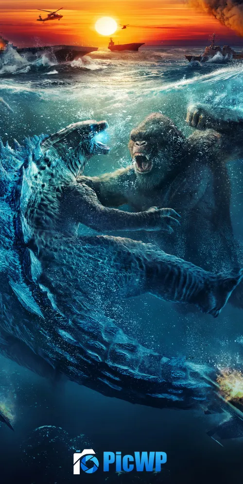 Godzilla vs Kong Underwater 3K Mobile Wallpaper
