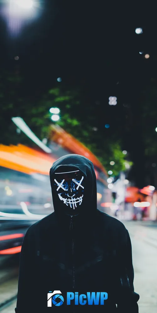Persons in Mask Neon Mask 3K Mobile Wallpaper