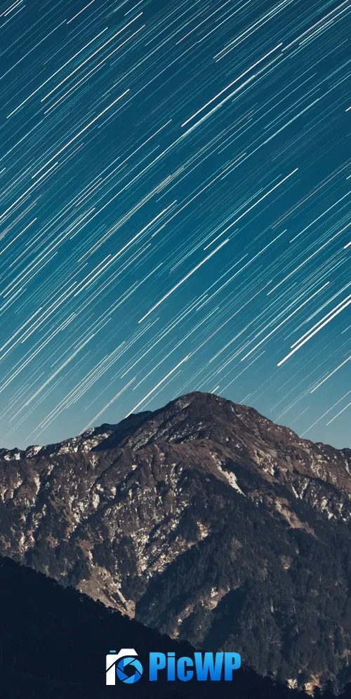 Star Trails Mountain range 3K Mobile Wallpaper