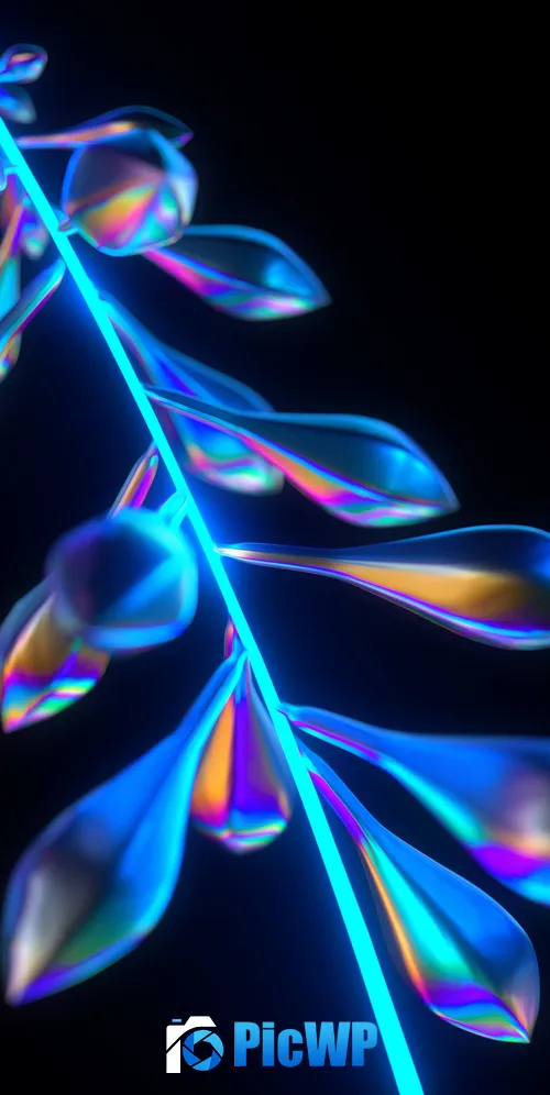 Neon Leaves 3K Mobile Wallpaper