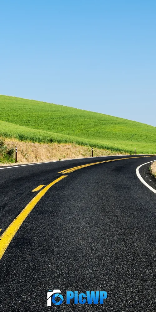 Green Meadow Road 3K Mobile Wallpaper