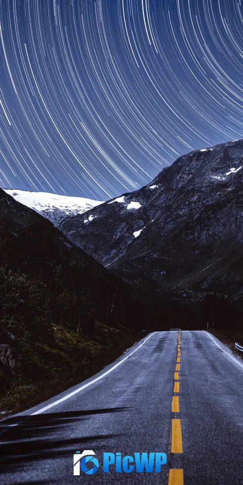 Mountains Star Trails 3K Mobile Wallpaper