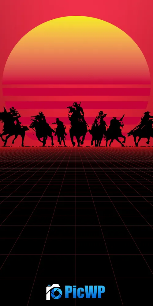 Red Dead Redemption Synthwave 3K Mobile Wallpaper