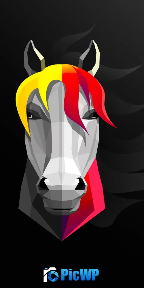 Horse Black background 3K Mobile Wallpaper
