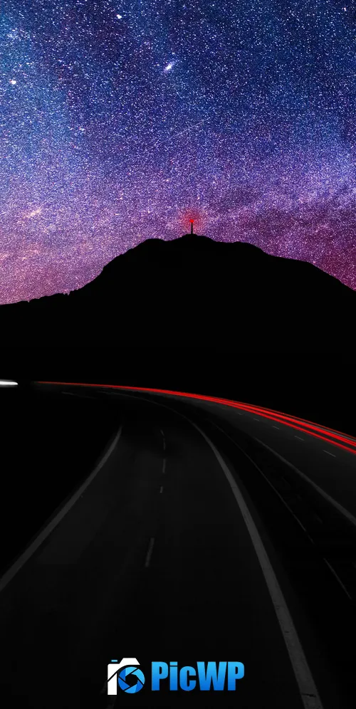 Mountain silhouette Light trails 3K Mobile Wallpaper