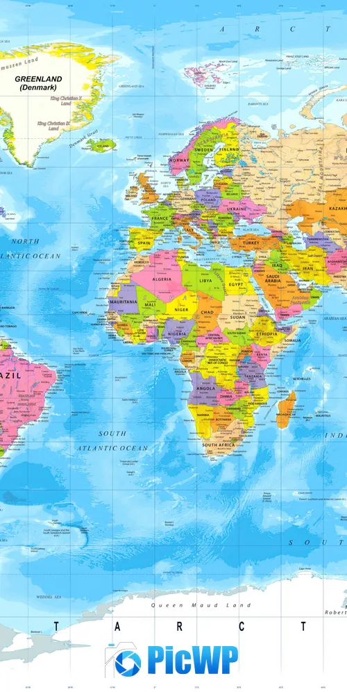 Political world map 3K Mobile Wallpaper