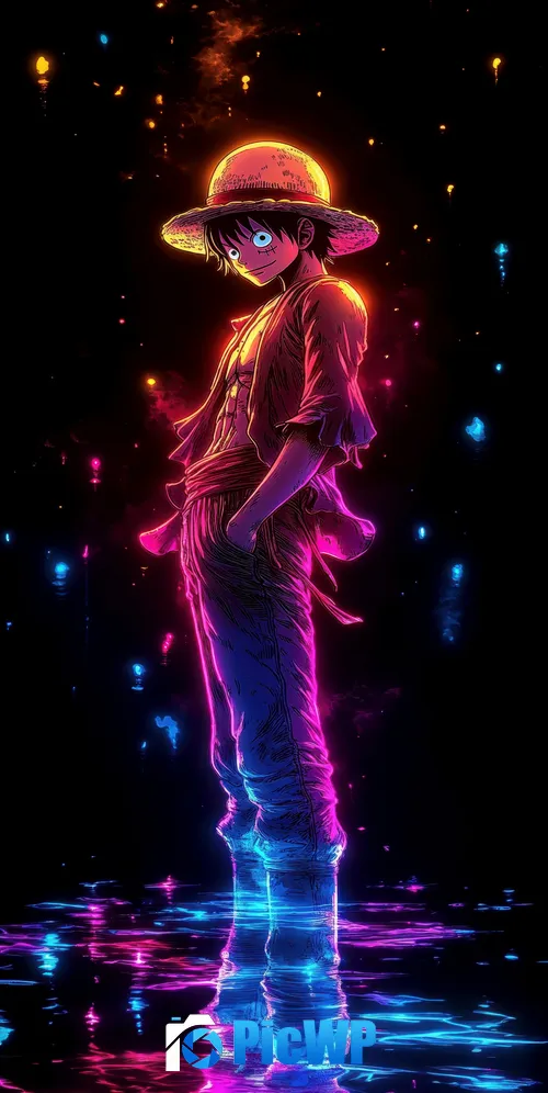 Neon Monkey D. Luffy 3K Mobile Wallpaper