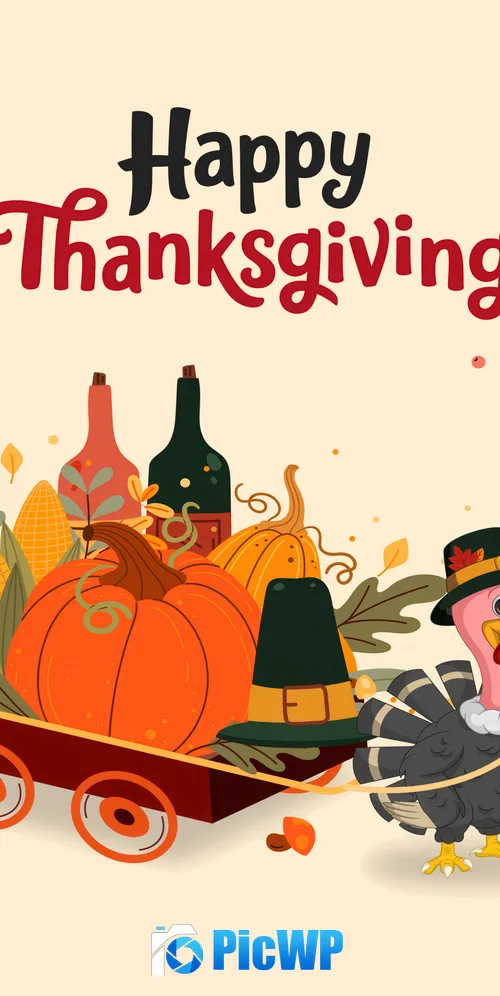 Happy Thanksgiving Turkey 3K Mobile Wallpaper