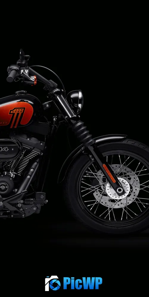 Harley-Davidson Street Bob 114 Black background 3K Mobile Wallpaper