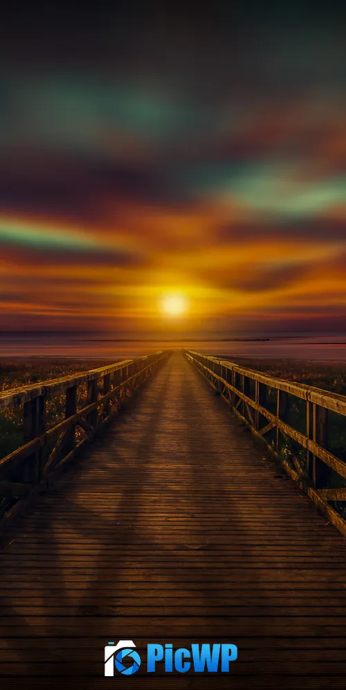 Wooden pier Sunset 3K Mobile Wallpaper