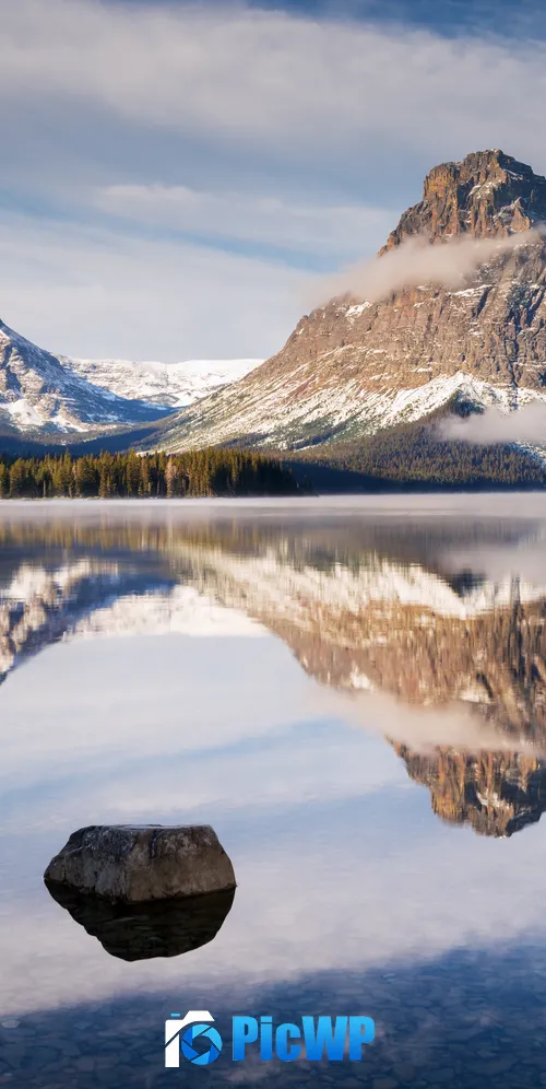 Glacier mountains Mirror Lake 3K Mobile Wallpaper