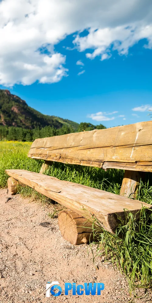 Park bench Maroon Bells 3K Mobile Wallpaper