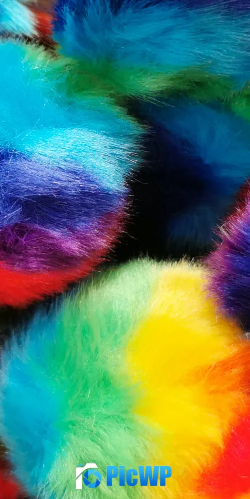 Faux Fur Pom Pom Balls Multicolor 3K Mobile Wallpaper
