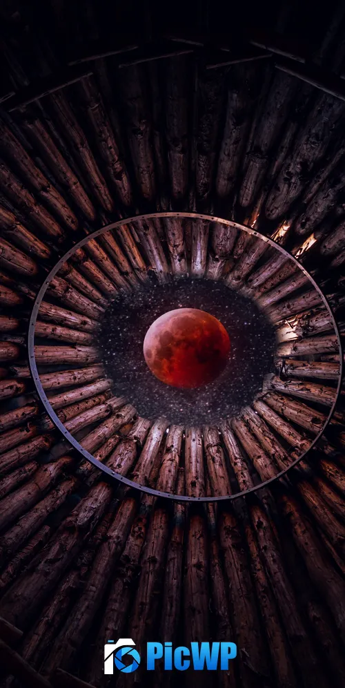 Blood Moon Looking up at Sky 3K Mobile Wallpaper