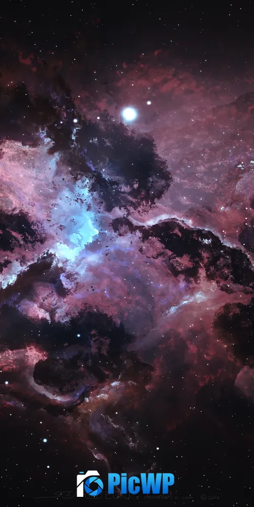 Atlantis Nexus Nebula Black background 3K Mobile Wallpaper