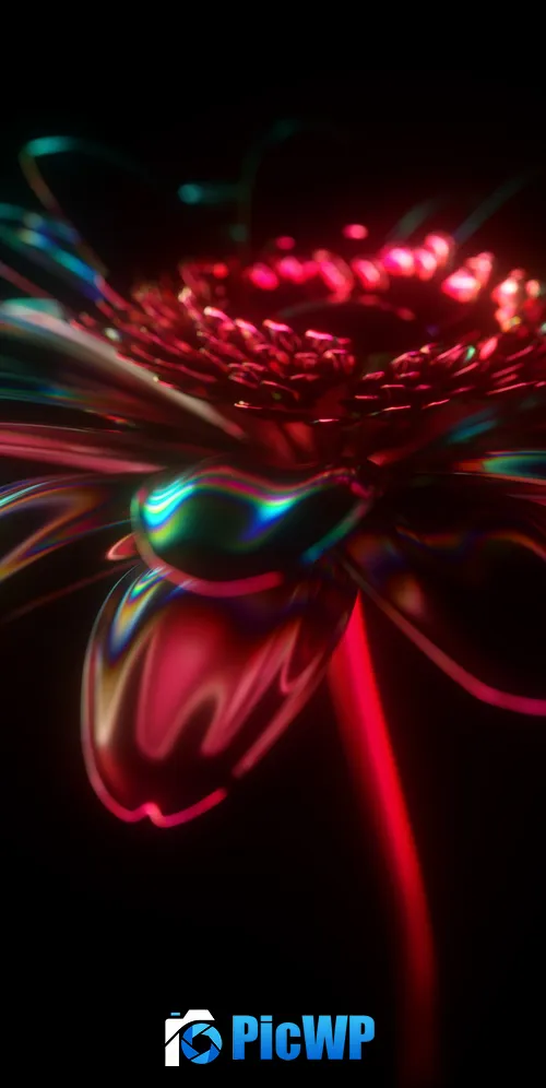 Neon Digital flower 3K Mobile Wallpaper