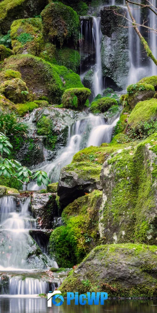 Portland Japanese Gardens Waterfalls 3K Mobile Wallpaper