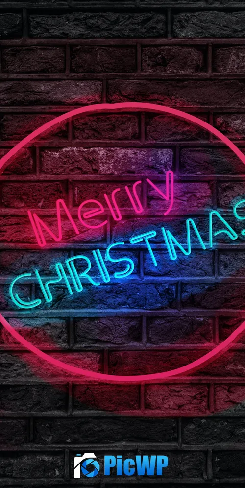 Merry Christmas Neon 3K Mobile Wallpaper
