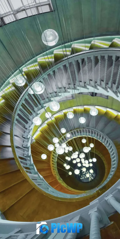 Spiral staircase Chandelier 3K Mobile Wallpaper