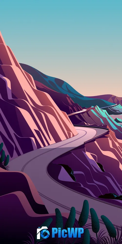 Coastline Mountain pass 3K Mobile Wallpaper